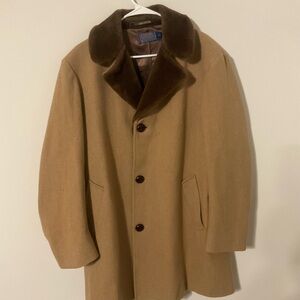 Vintage Pendleton Virgin Wool Car Coat Faux Fur Collar Made in USA size 42